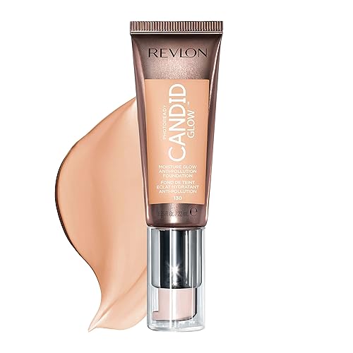 Revlon PhotoReady Candid Glow Moisture Glow Anti-Pollution Foundation with Vitamin E and Prickly Pear Oil, Anti-Blue Light Ingredients, without