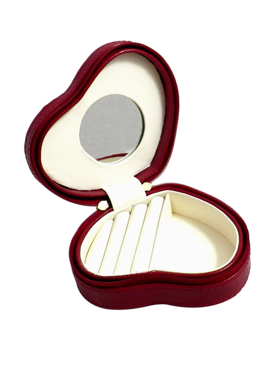 Heart Shaped Travel Jewelry Storage, Red