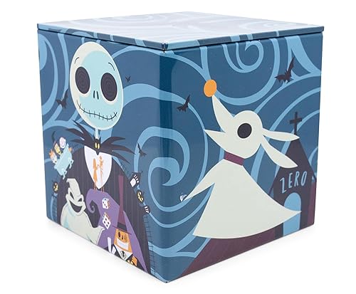 Disney The Nightmare Before Christmas Jack Skellington 4-Inch Tin Storage Box Cube Organizer with Lid | Basket Container, Cubby Cube Closet…