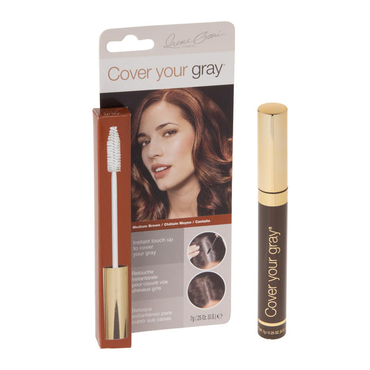 Cover Your Gray Brush in Medium Brown, 0.25 oz (Pack of 5) - Ammonia Free, Resorcinol Free - Mascara type applicator for easy targeting