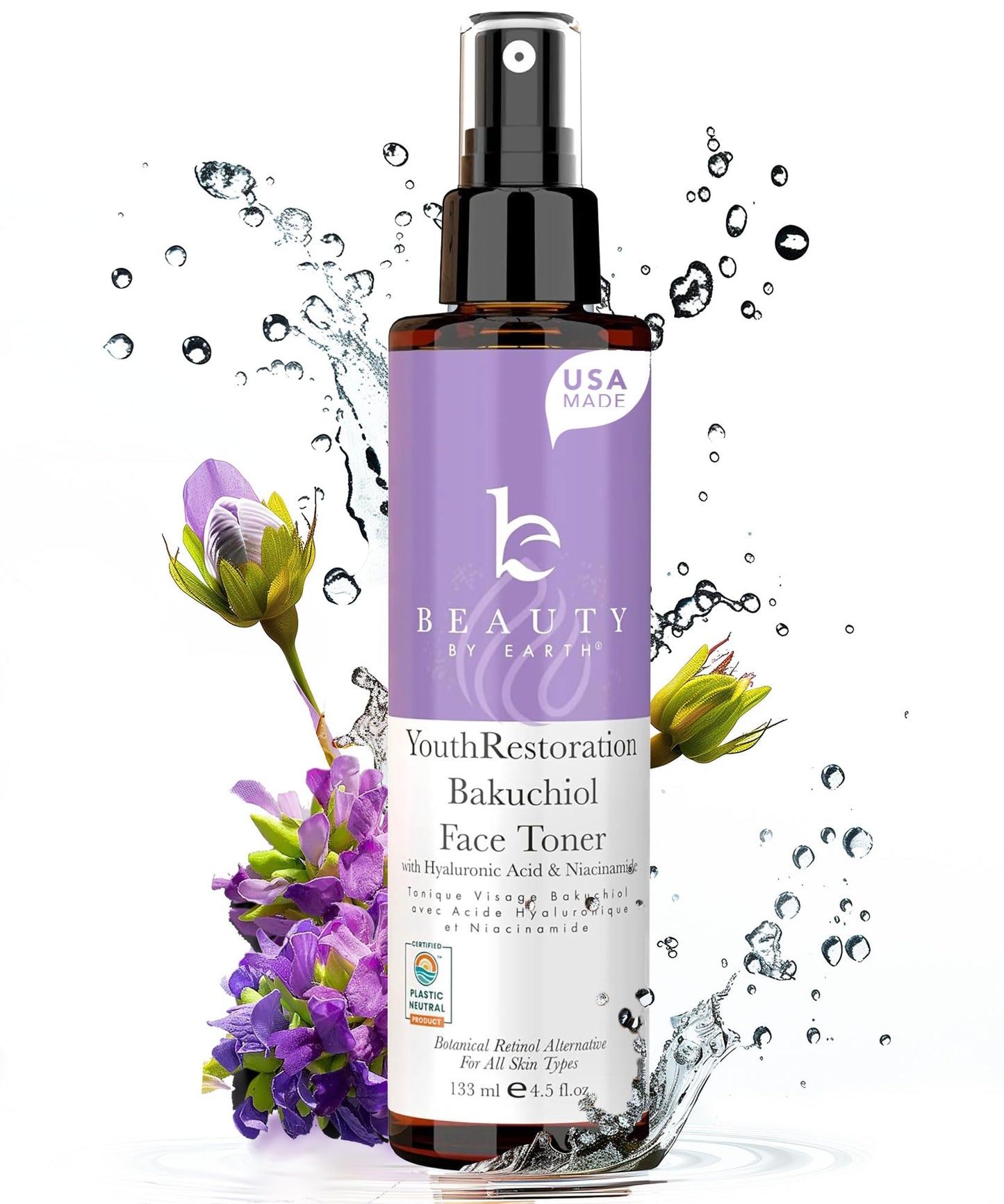 Bakuchiol Face Toner - USA Made with Natural & Organic Ingredients, Skin Toner for Oily and Acne Prone Skin, Spray Toner for Aging Skin, Smoothes Fine