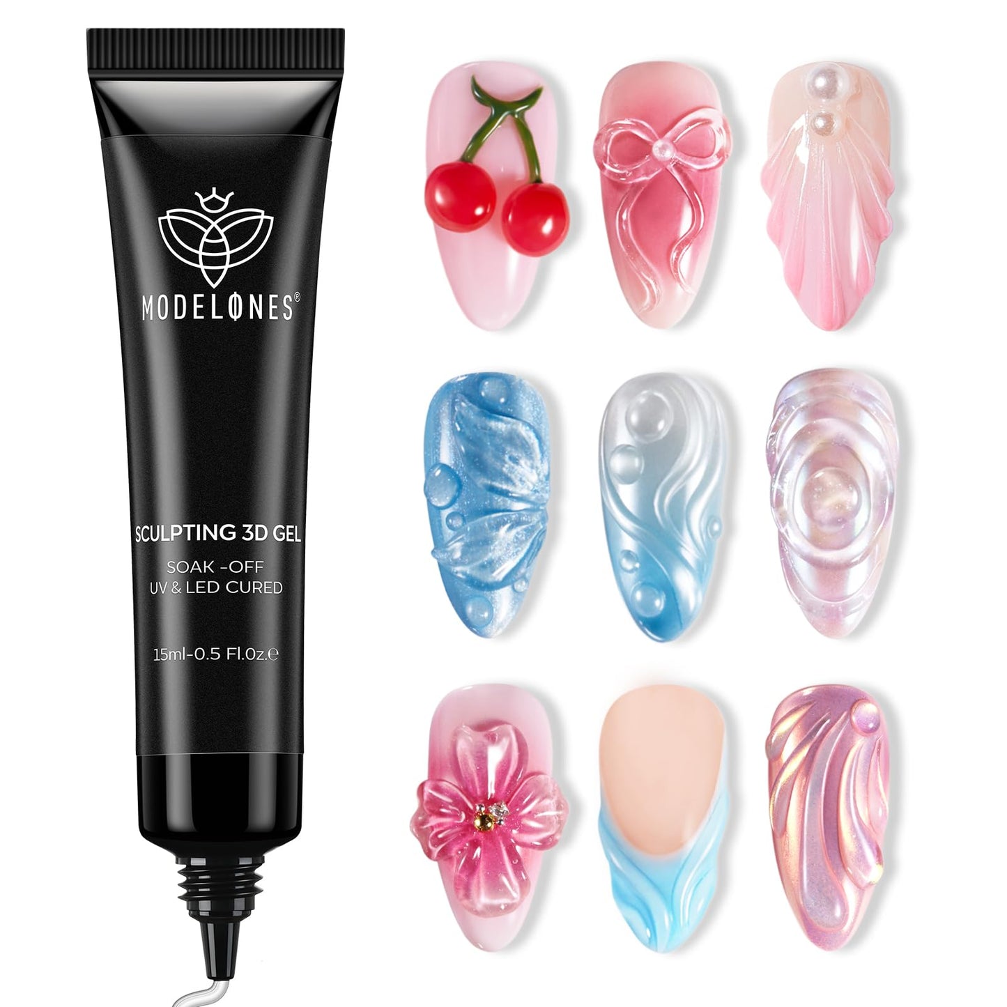 Modelones Clear 3D Gel Nail Art, 15g Sculpting Gel Glue for Molding, Drawing, Charms & Gems Glue, Nail Stuff for Chrome Powder and Rhinestone Design Beauty and Personal Care modelones Default Title