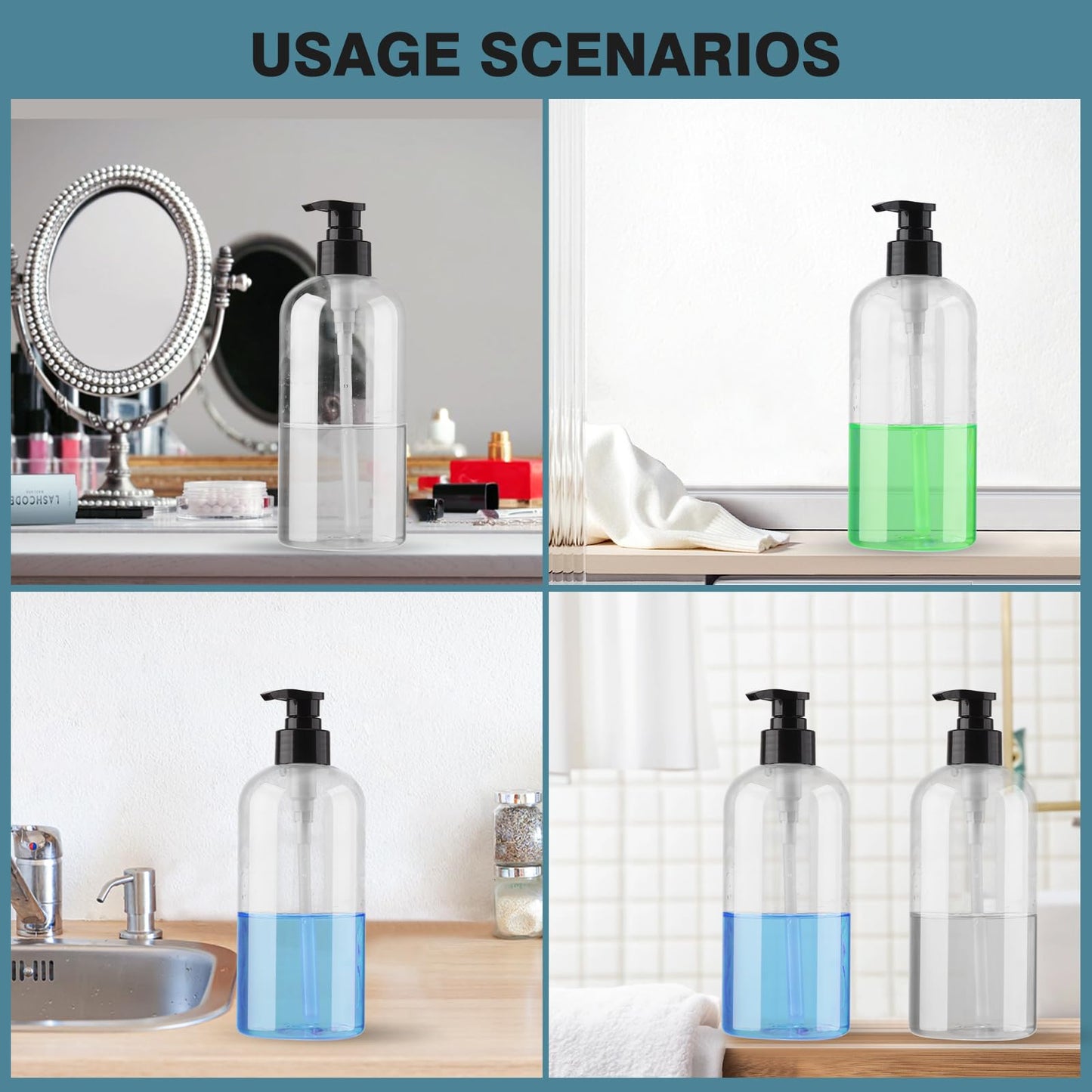 Plastic Pump Bottles Dispenser 2 Pack 16.9oz Clear Refillable Pump Bottle Beauty and Personal Care KREMORV
