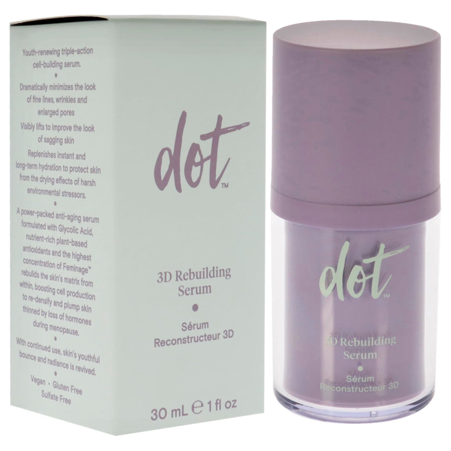 Dot 3D Rebuilding Serum, Long Lasting Hydration, Daily Face Serum, Moisturizing and Brightening Skin, Menopause Skincare, For All Skin Types, Vegan Beauty & Personal Care dot