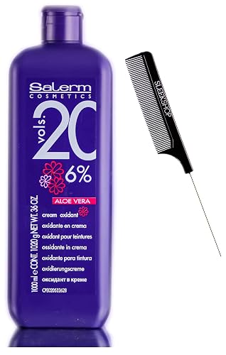 Salerm Cosmetics ALOE VERA Developer Cream Oxidant (w/Sleek Comb) Hydrogen Peroxide Activator for Vision Hair Color Salermvision Haircolor Dye (20