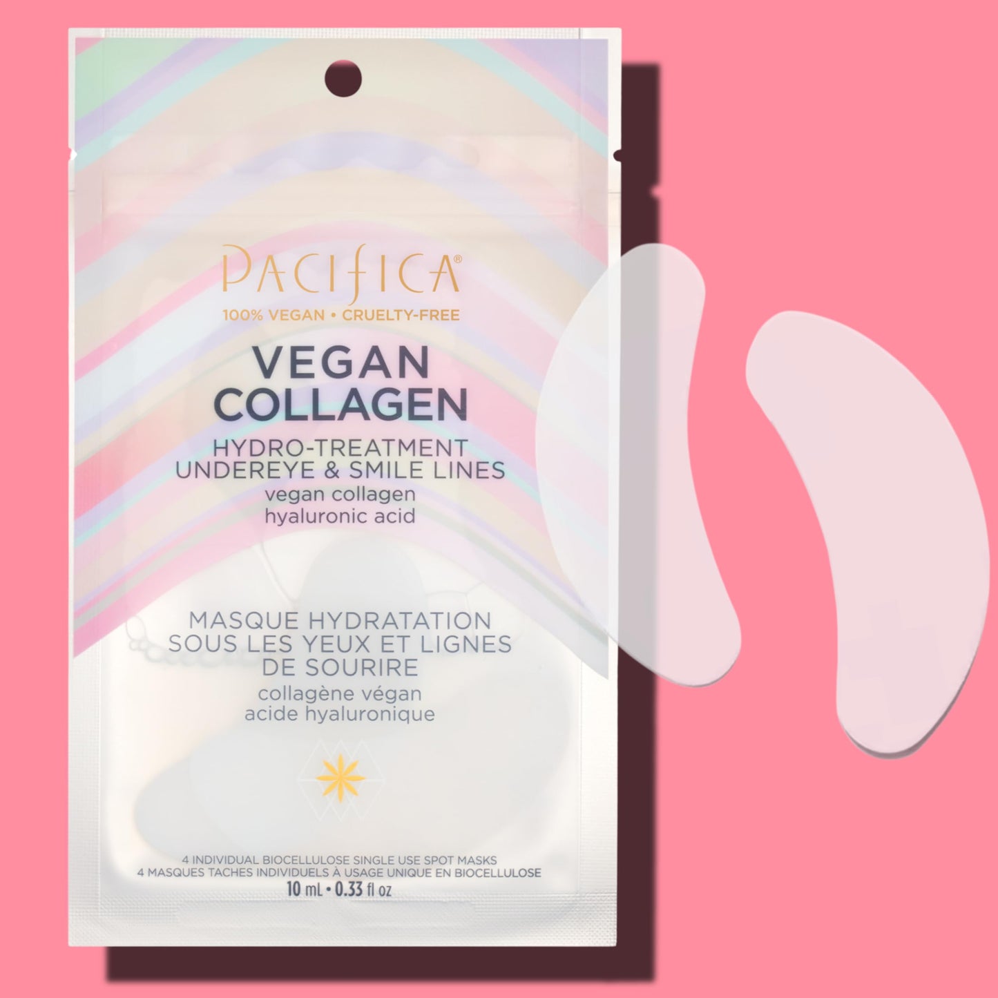 Pacifica Undereye & Smile Mask Set - Vegan Collagen Hydro Treatment with Hyaluronic Acid, Hydrating for Dark Circles, Dry & Combination Skin, Vegan