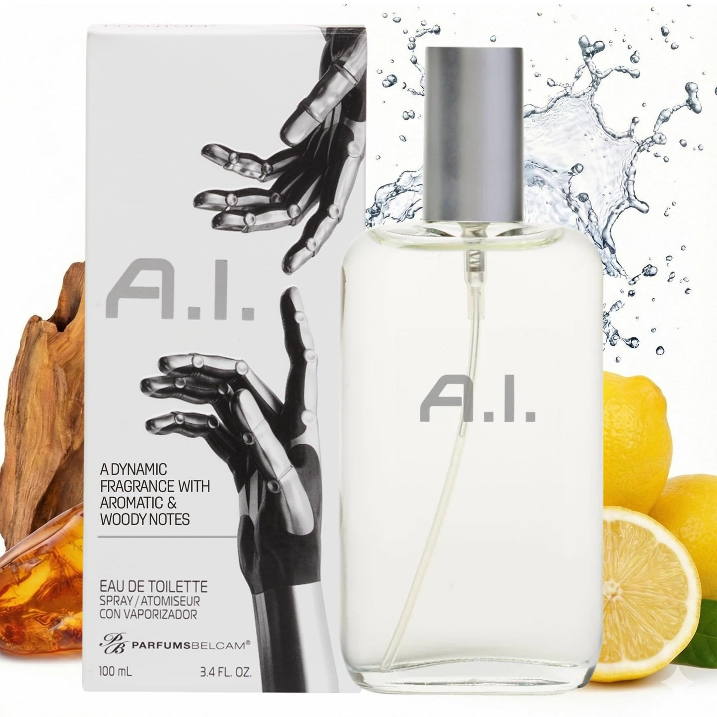 PB ParfumsBelcam A.I. Eau de Toilette Spray for Men - Futuristic Citrus Woody Cologne for Men with Lemon, Coconut & Tonka - Modern Tech-Inspired