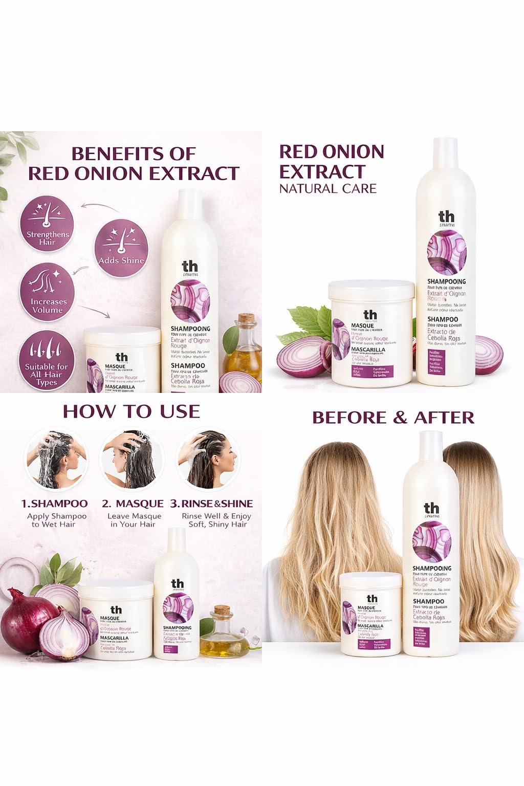 Shampoo 1000ml + Mask 700ml with Extract of TH Red Onion (NO RESIDUAL ODOUR)