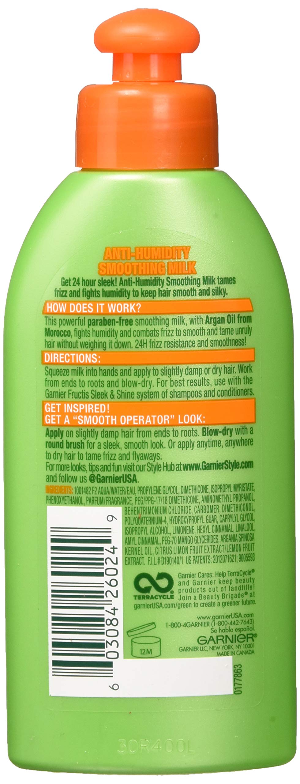 Garnier Fructis Style Anti-Humidity Smoothing Milk, All Hair Types, Sleek, 5.1 oz. (Packaging May Vary)