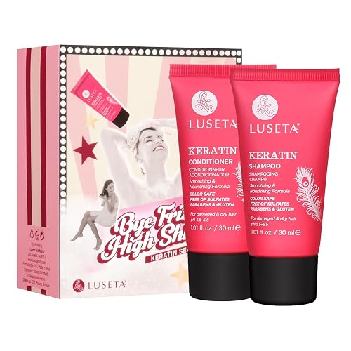 Luseta Keratin Travel Shampoo and Conditioner Set For Dry, Damaged, or Color Treated Hair Smoothing & Hydrating Mini Kit Carry On Friendly Sulfate