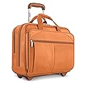 Solo New York Leather Rolling Case with Wheels - Roller Laptop Bag, Wheeled Briefcase for Women & Men, Carry On Size for Travel, Fits 15.6" Computer