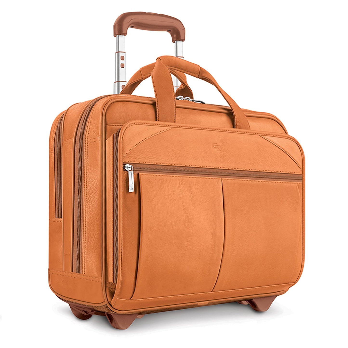 Solo New York Leather Rolling Case with Wheels - Roller Laptop Bag, Wheeled Briefcase for Women & Men, Carry On Size for Travel, Fits 15.6" Computer
