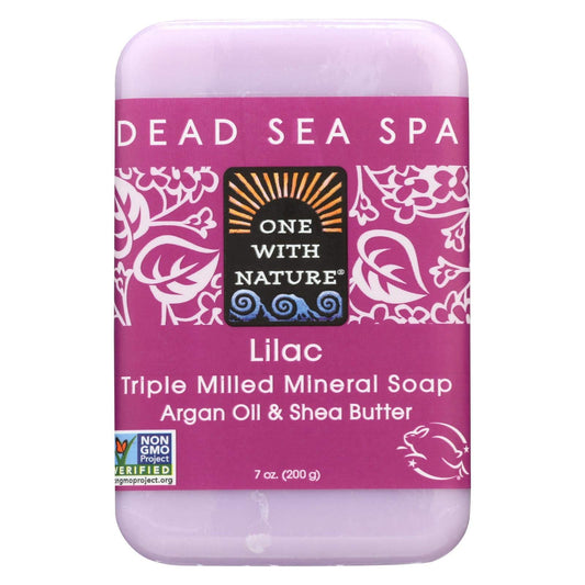 One With Nature Triple Milled Soap Bar - Lilac - 7 oz-Bar Soap Dairy Free