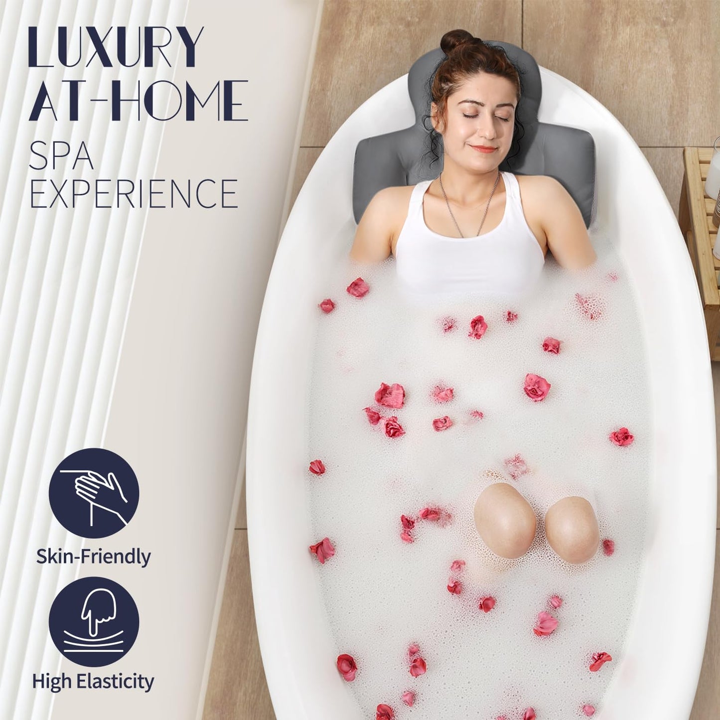 Full Body Bath Pillow for Bathtub, Thick Bathtub Cushion, Luxury Tub Pillow for Bath for Headrest Neck and Back Support Gray 60" x 16" Beauty and Personal Care VOXOR