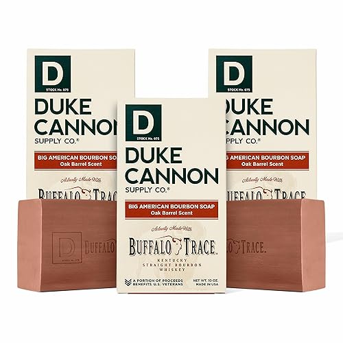 Duke Cannon Supply Co. Big Brick of Soap Bar for Men Big American Bourbon (Charred Oak Barrel Scent) - Extra Large, All Skin Types, 10 oz. (3 Pack)