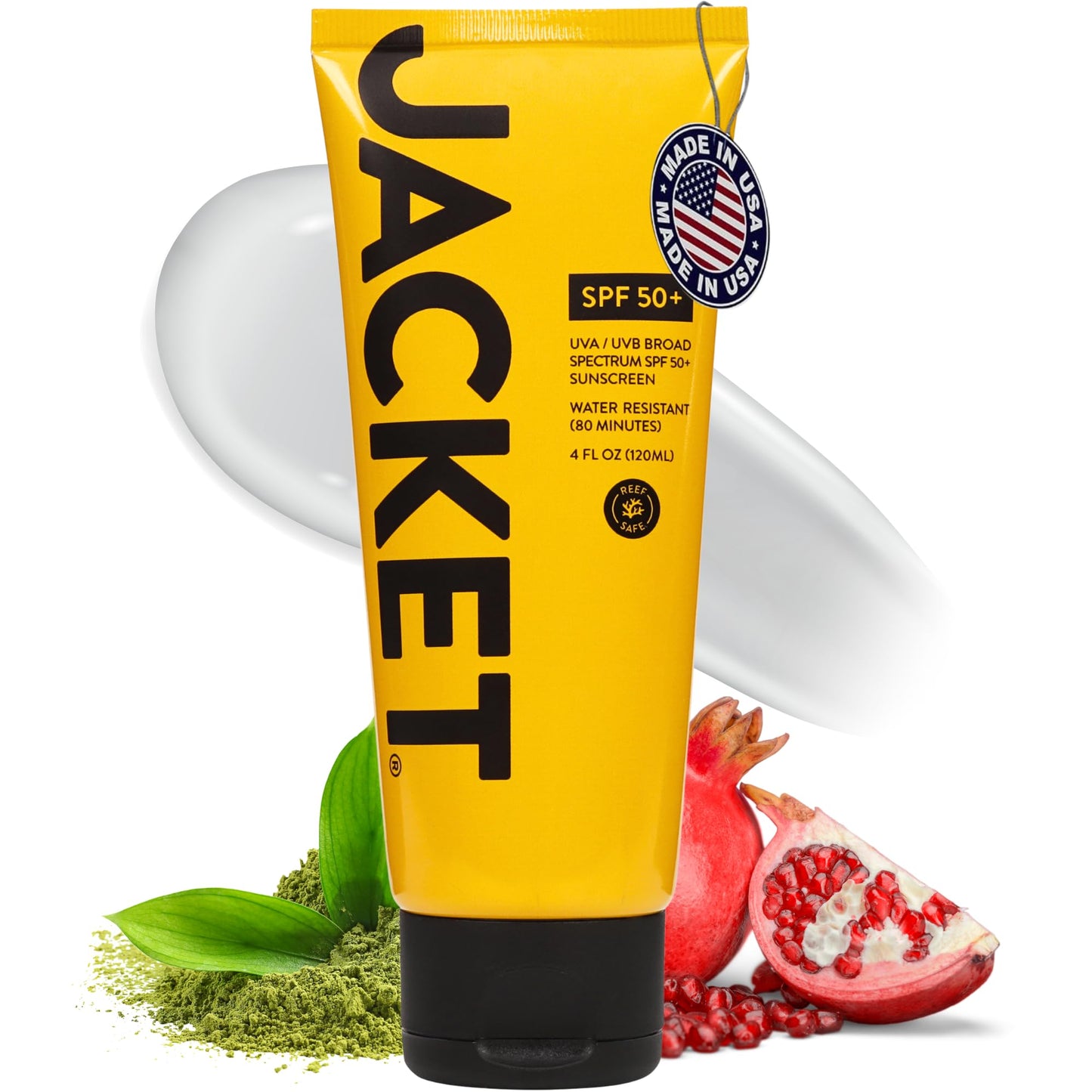 JACKET Sport Sunscreen SPF 50+ – Broad Spectrum Face & Body Lotion, Non-Greasy, Water & Sweat Resistant, Vitamin-Enriched, 4 fl oz
