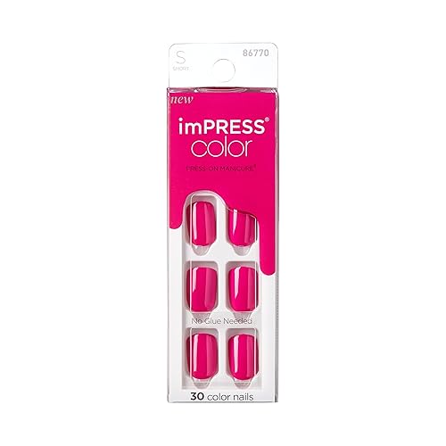 KISS imPRESS Color Press-On Nails Polish-Free Manicure Set, ‘Orchid Festival’, 30 Chip-Proof, Smudge-Proof Fake Nails