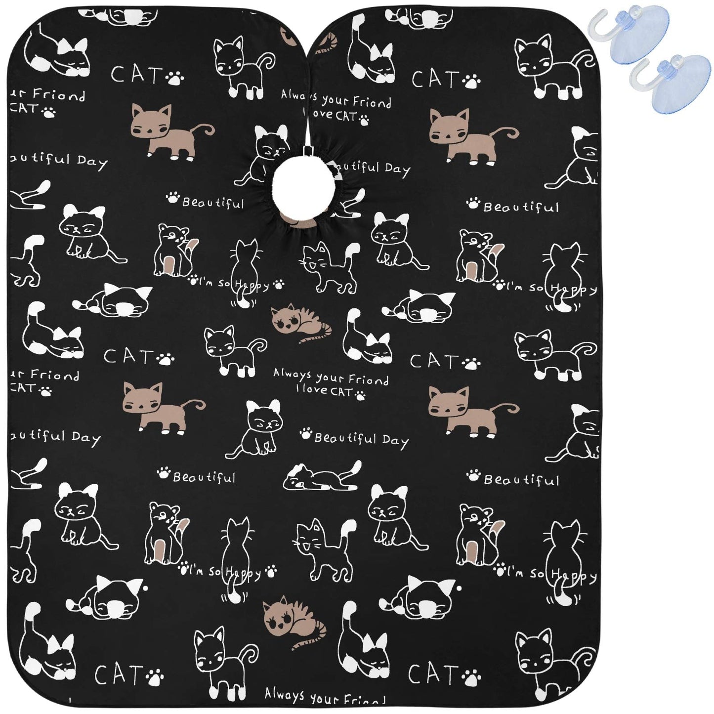 visesunny Barber Cape Funny Cat Footprint Cartoon Animal Polyester Hair Cutting Salon Cape Apron Anti-Static Haircut Water-Resistant Shaving Cloth Beauty and Personal Care visesunny