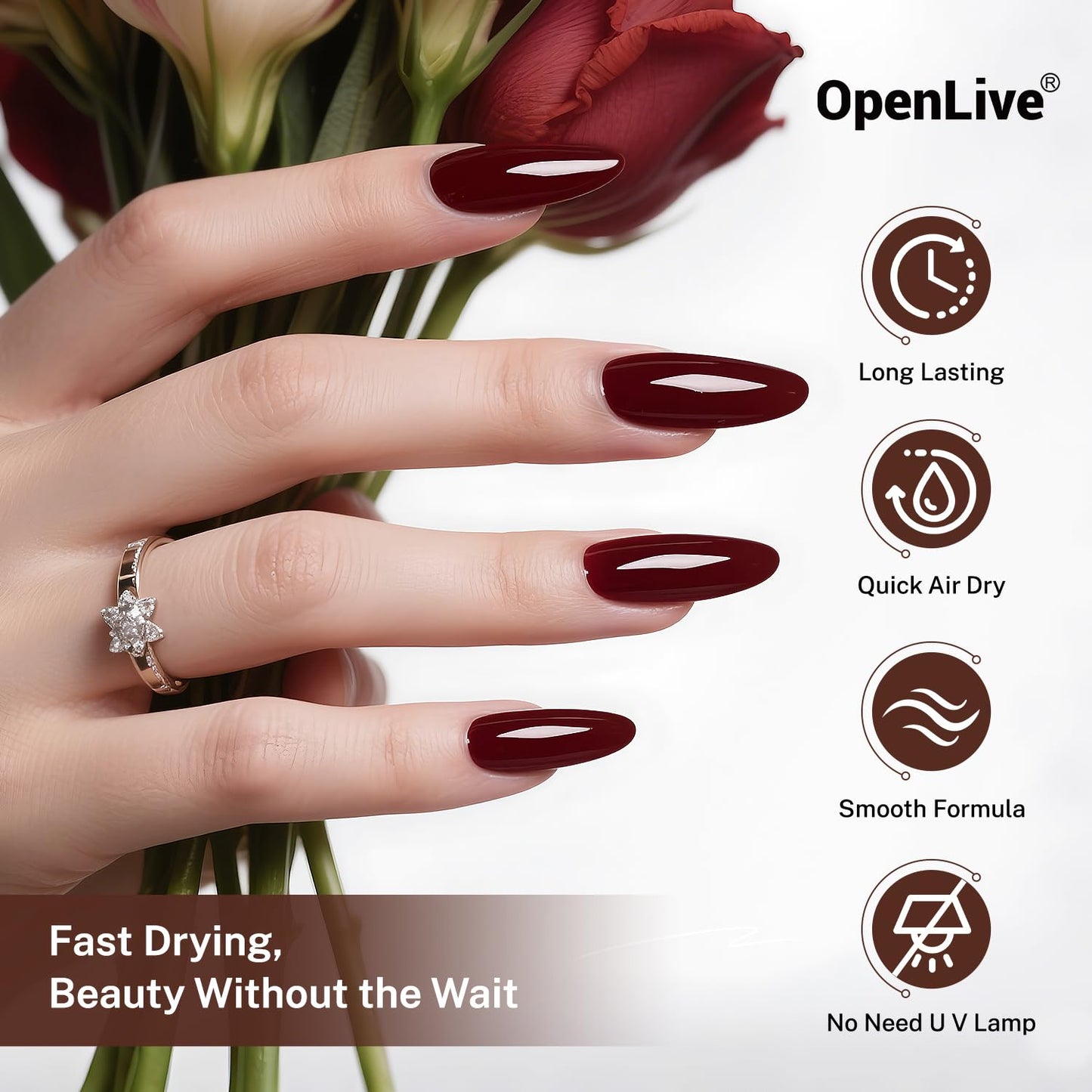 OpenLive 16.5ml Brown Nail Polish Large Volume Quick Drying Nail Polish, Fast Drying and Long Lasting Color Nail Art DIY Home Manicure Gift for Women Beauty and Personal Care OpenLive
