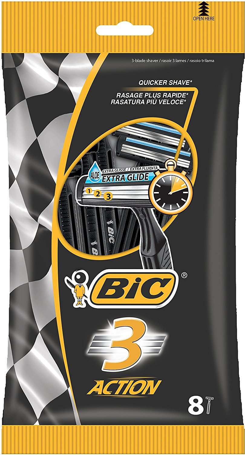 BIC 3 Action Men's Razor - Pack of 8 Beauty and Personal Care BIC
