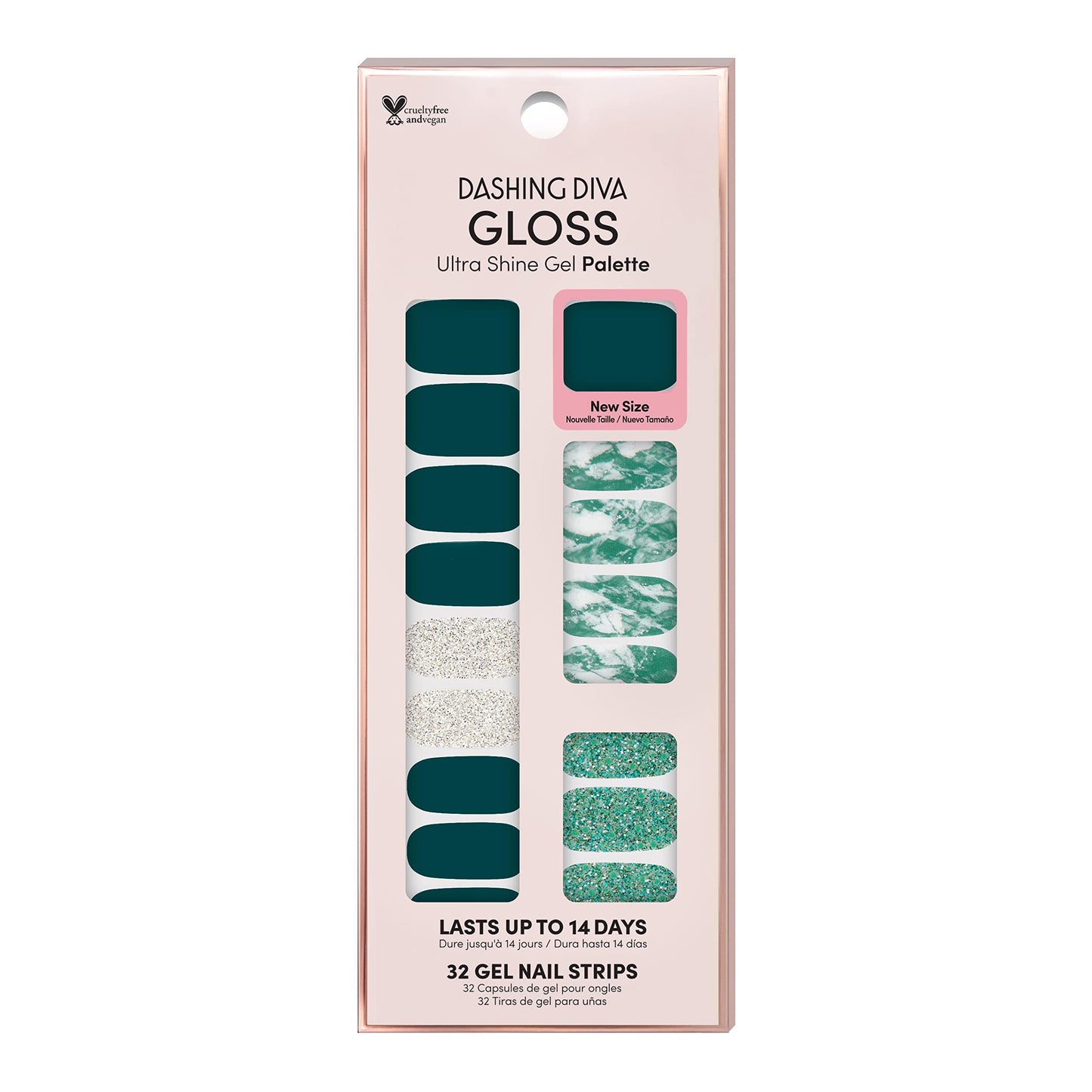 Dashing Diva Gloss Nail Strips - Ivy Opal | UV Free, Chip Resistant, Long Lasting Gel Nail Stickers | 32 Wraps, Prep Pad, Nail File
