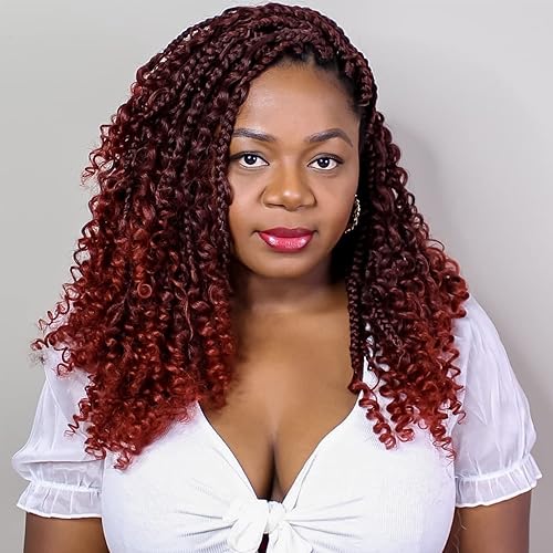 Wodun 14inch Goddess Box Braids Crochet Hair Pre Looped Box-Braids Crochet-Hair with Curly Ends For Black Women Synthetic 3X Bohemian Box Braiding