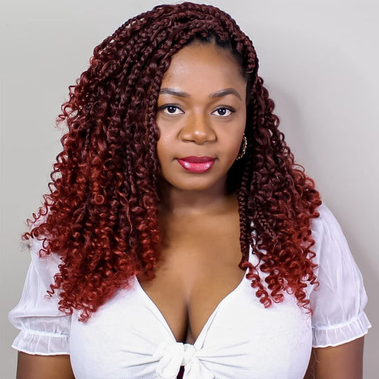 Wodun 14inch Goddess Box Braids Crochet Hair Pre Looped Box-Braids Crochet-Hair with Curly Ends For Black Women Synthetic 3X Bohemian Box Braiding