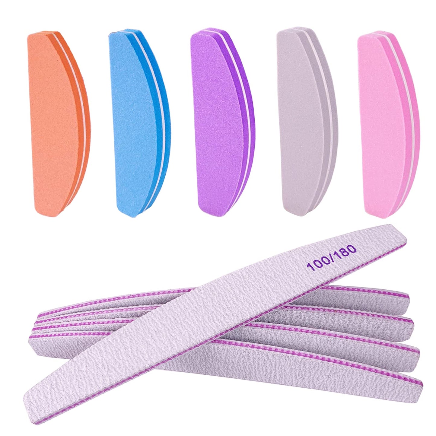 Nail File and Buffer (10 Pcs), Buffer Block Nail Files Double Sided 100/180 Grit for Acrylic and Natural Nails, fingernail Emery Board Buffing Blocks Beauty and Personal Care AhaTopia Default Title
