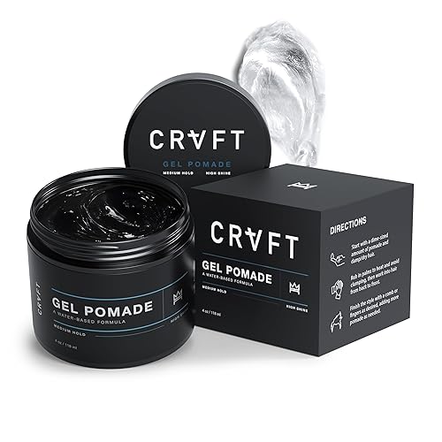 CRVFT Gel Pomade 4oz | High Shine/Medium Hold | Water Based/Water Soluble | Ideal For Short/Medium Thin/Thick Hair | For A Clean Cut Look | Men’s