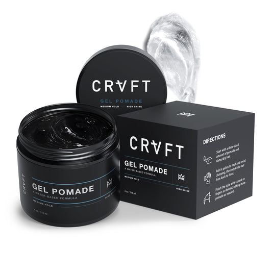 CRVFT Gel Pomade 4oz | High Shine/Medium Hold | Water Based/Water Soluble | Ideal For Short/Medium Thin/Thick Hair | For A Clean Cut Look | Men’s