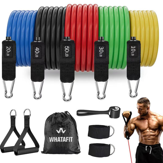 WHATAFIT Resistance Bands, Exercise Bands，Resistance Bands for Working Out, Work Out Bands with Handles for Men and Women Fitness, Strength Training…