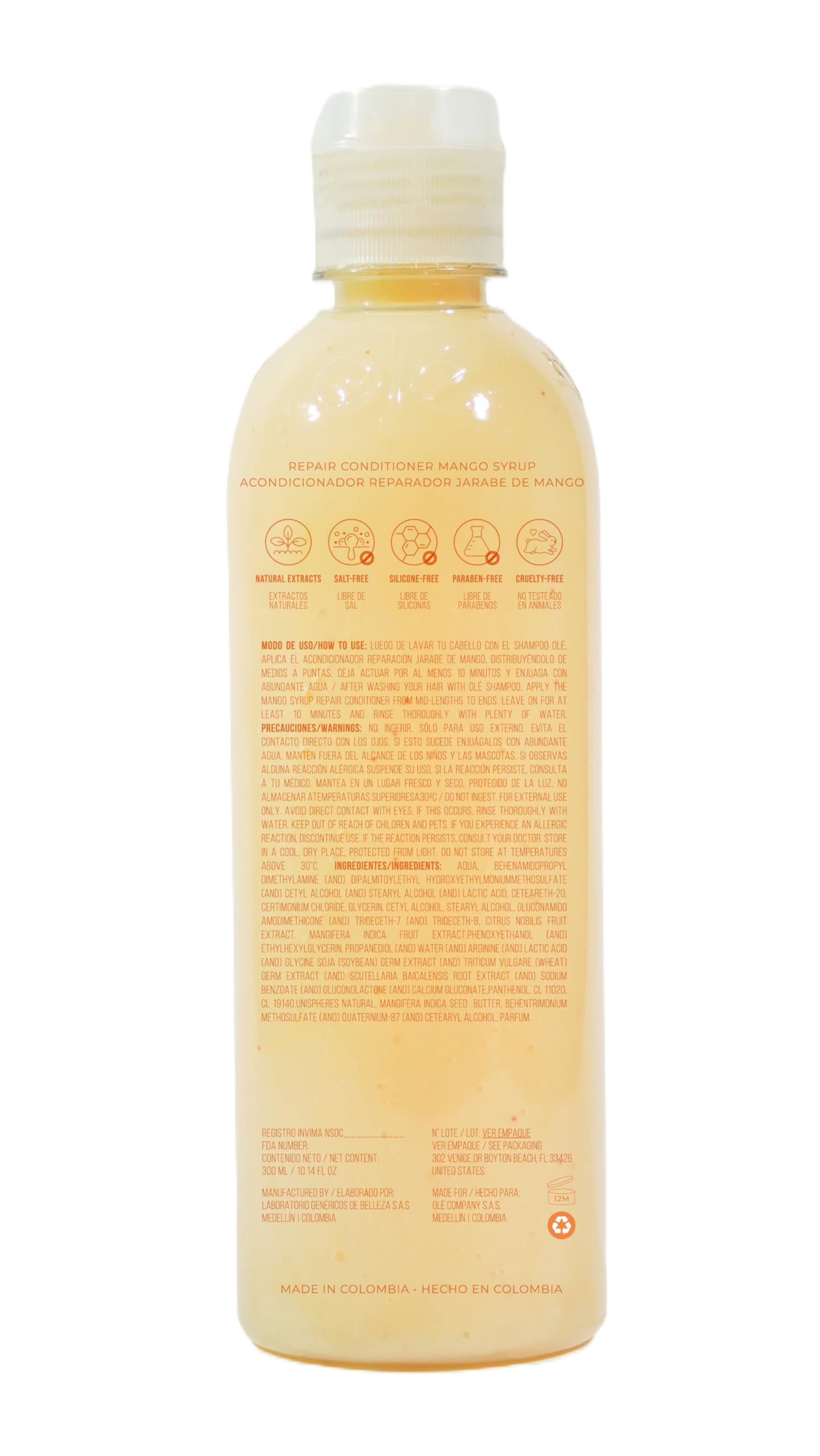 OLÉ Color-Protective Hair 5 Piece Pack - Fruit Mix Shampoo + Mango Butter & Tangerine Conditioner + Detangling Thermo protector + Anti-Frizz