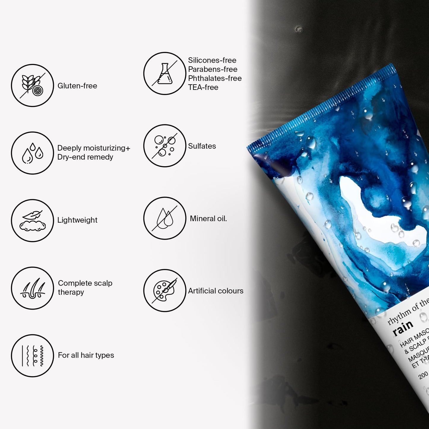 Voir Haircare Rhythm of the Rain Deep Conditioning Hair Mask with Argan Oil + Rosebay & Red Clover Extracts - Hair Mask for Damaged Hair - Scalp