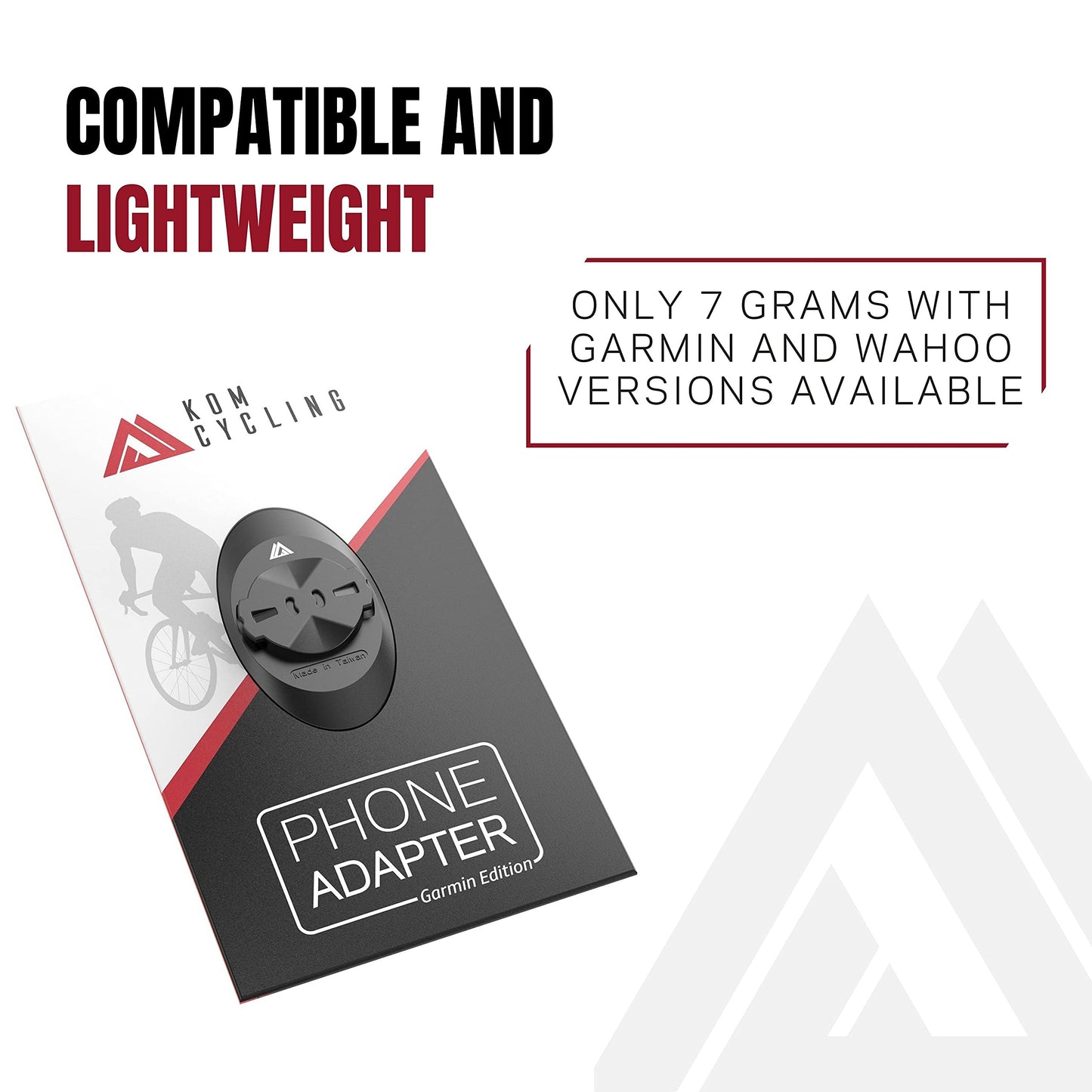 KOM Cycling Edge Universal Phone Adapter Attach Your Smartphone to Any Bike Mount - Quarter Turn Phone Mount Adhesive Adapter