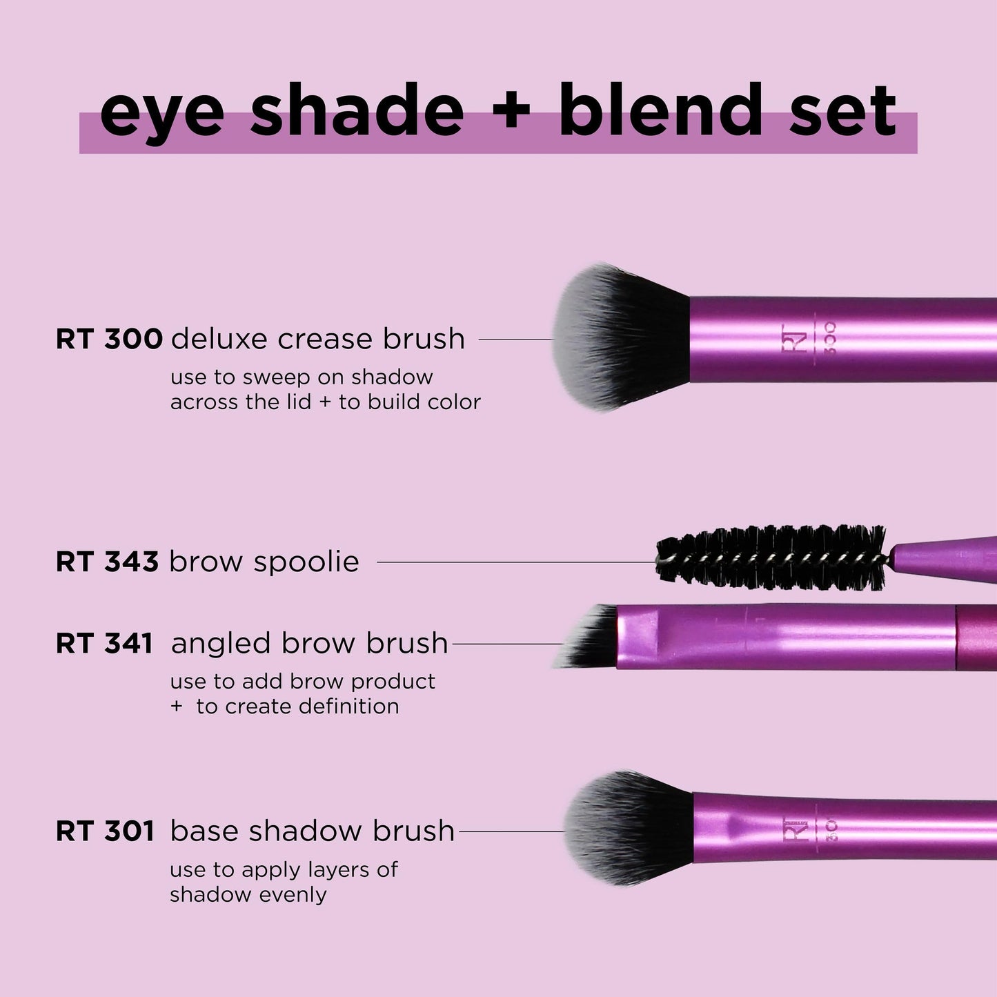 Real Techniques Eye Shade & Blend Makeup Brush Trio, For Eyeshadow & Liner, Makeup Tools for Shaping & Grooming Brows, Defined Makeup Look, Synthetic