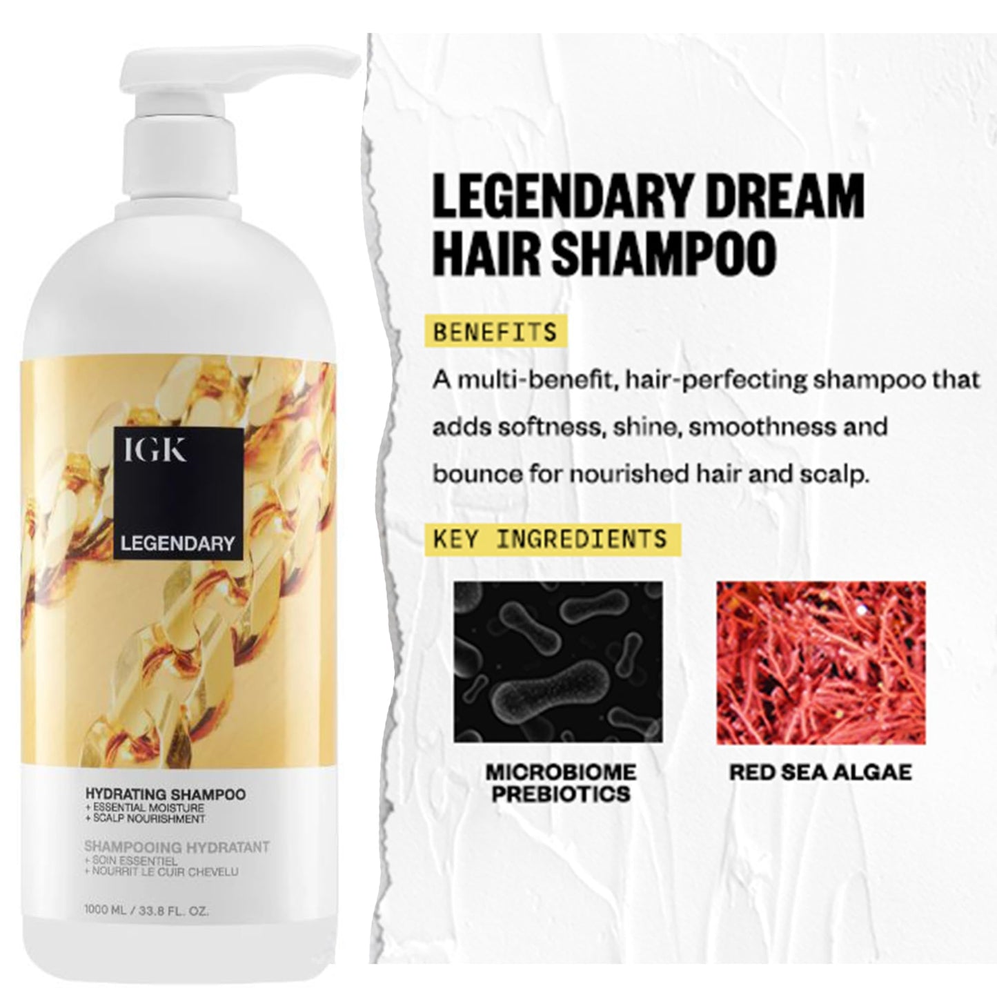 IGK LEGENDARY Dream Hair Shampoo & Conditioner Set | Hydration + Softness + Shine | Vegan + Cruelty-Free | 33.8 oz (Pack of 2)