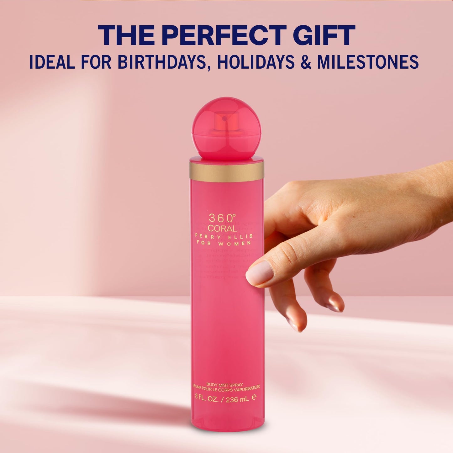 Perry Ellis 360° Coral Body Mist Spray for Women - Perfume for Women, Floral & Fruity Fragrance, EDT, Designer Scent for Her, Long Lasting - 8 fl oz