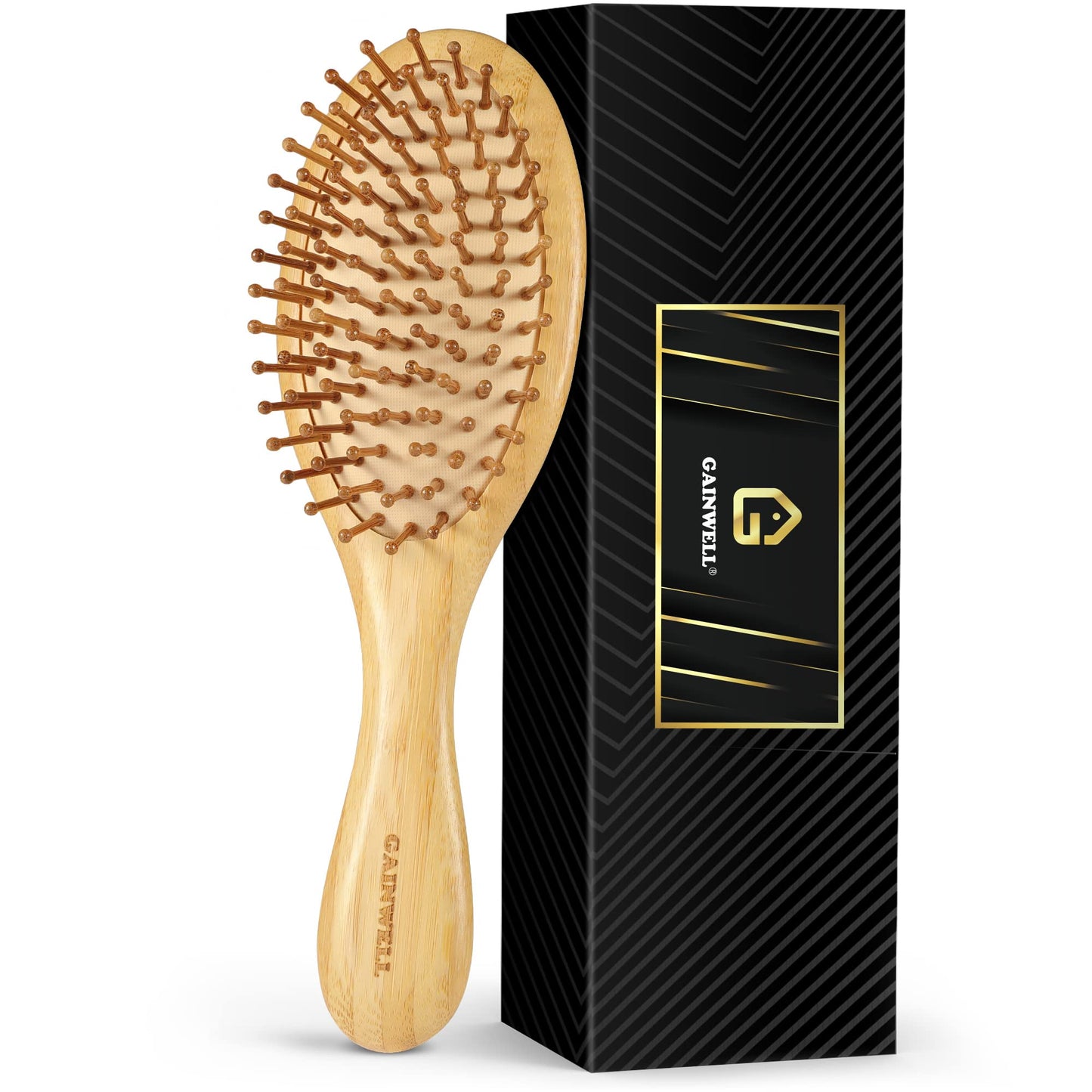 GAINWELL Bamboo Hair Brush for Hair Growth, Natural Bamboo Bristles Detangling Wooden Paddle Hairbrush for Massaging Scalp, for Women Men and Kids Beauty and Personal Care GAINWELL