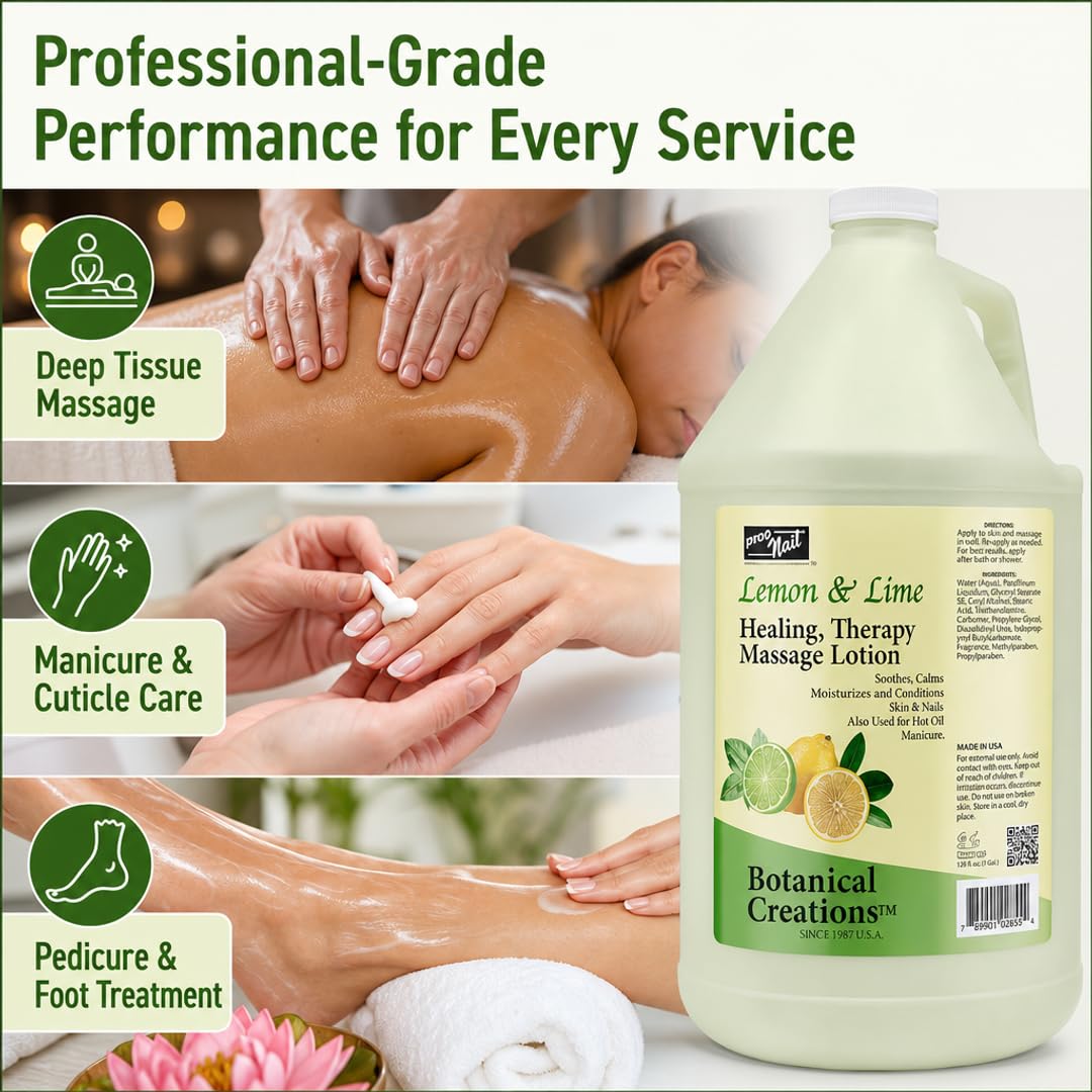 PRO NAIL Professional Body & Massage Lotion - Multi-Use Salon & Spa Formula for Massage, Manicure & Pedicure | Non-Greasy, Fast-Absorbing |