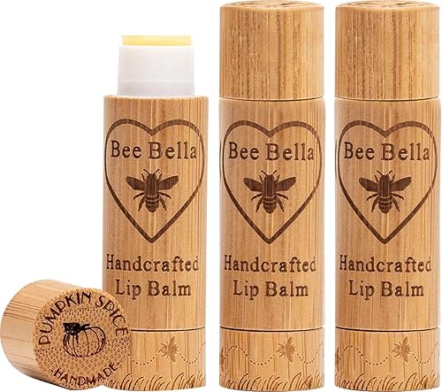 Bee Bella Lip Balm Pumpkin Spice (3 Pack)- With Beeswax, Coconut Oil, Jojoba Oil, Vitamin E Oil, Argan Oil and More for Soft and Smooth Lips