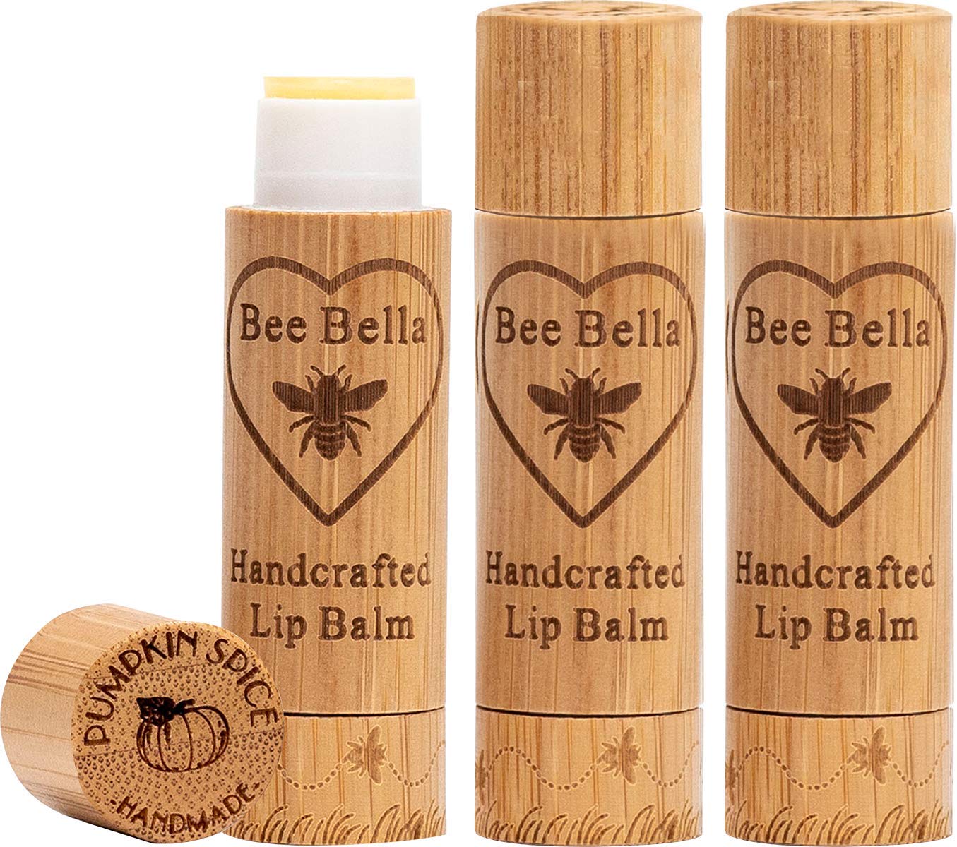 Bee Bella Lip Balm Pumpkin Spice (3 Pack)- With Beeswax, Coconut Oil, Jojoba Oil, Vitamin E Oil, Argan Oil and More for Soft and Smooth Lips