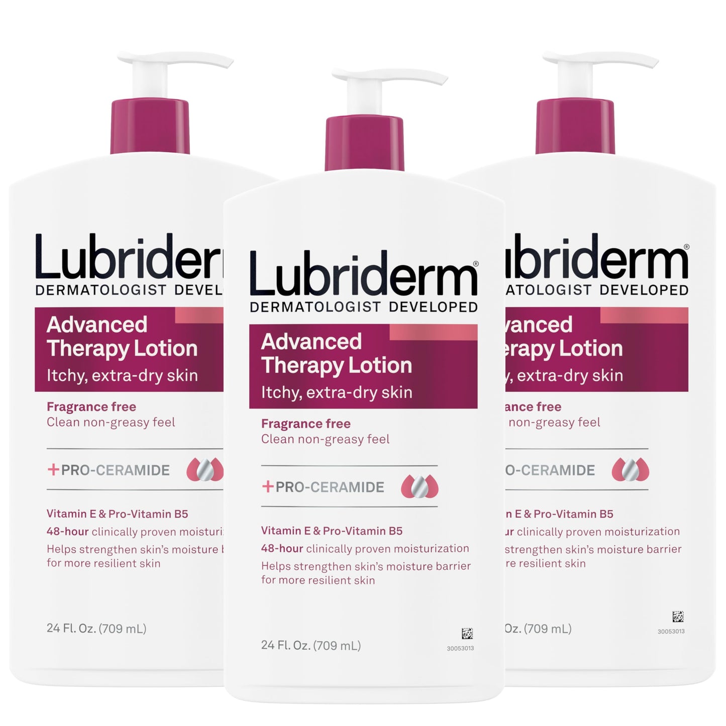 Lubriderm Advanced Therapy Fragrance-Free Moisturizing Lotion with Vitamins E and Pro-Vitamin B5, Intense Hydration for Extra Dry Skin, Non-Greasy