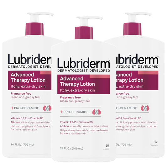 Lubriderm Advanced Therapy Fragrance-Free Moisturizing Lotion with Vitamins E and Pro-Vitamin B5, Intense Hydration for Extra Dry Skin, Non-Greasy