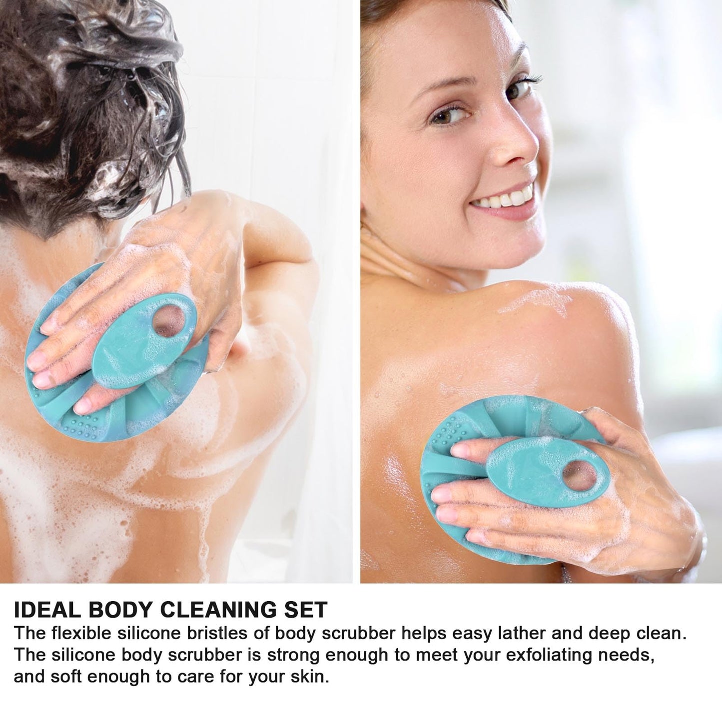 INNERNEED Soft Silicone Body Cleansing Brush Shower Scrubber, Gentle Exfoliating and Massage for All Kinds of Skin (Dark Green)