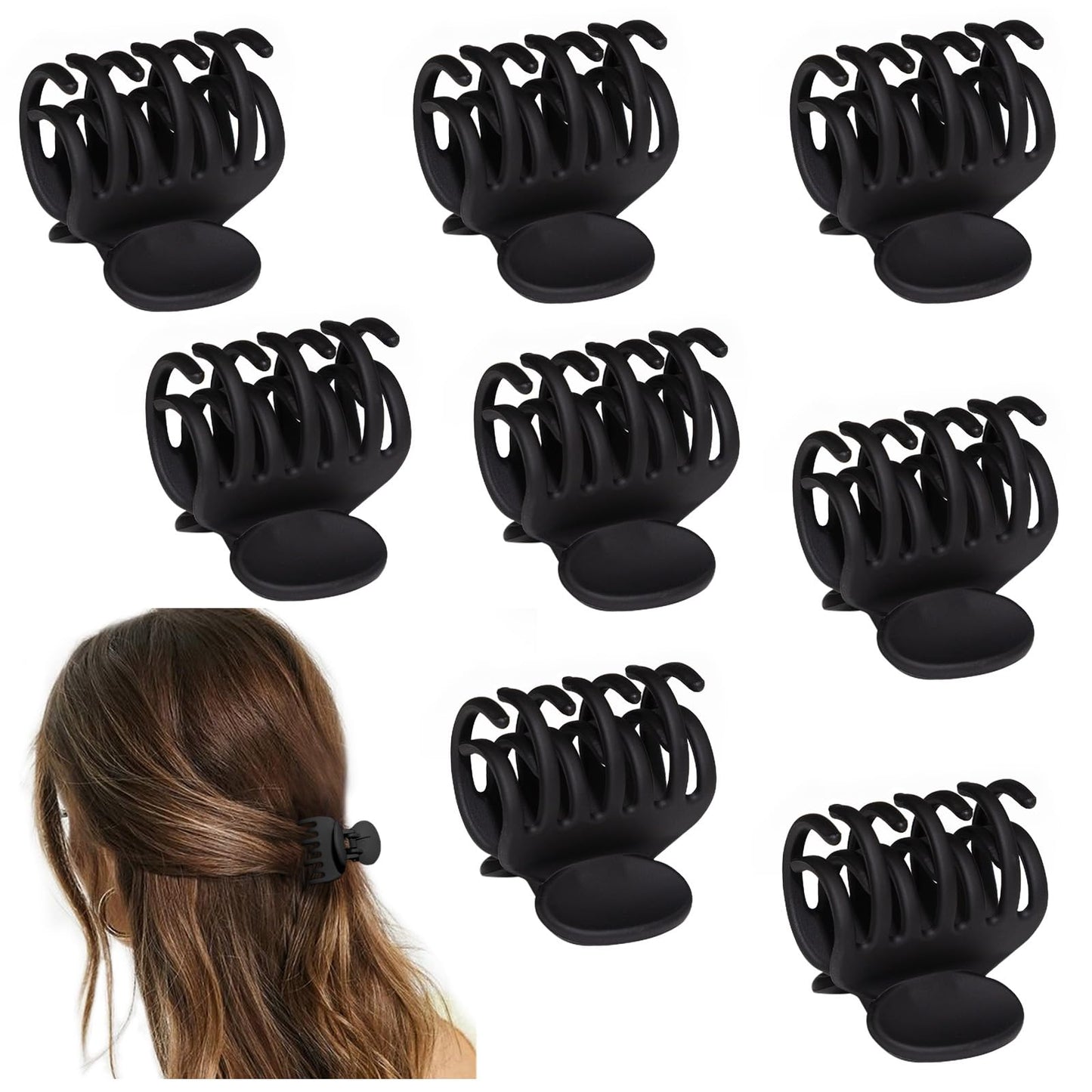 1.6" Matte Jaw Clamps for Women's Strong Hold and Hair Styling - Double Row Teeth Claw Clips for Thin, Fine and Thick Hair (8PCS) Beauty and Personal Care Viabty Default Title