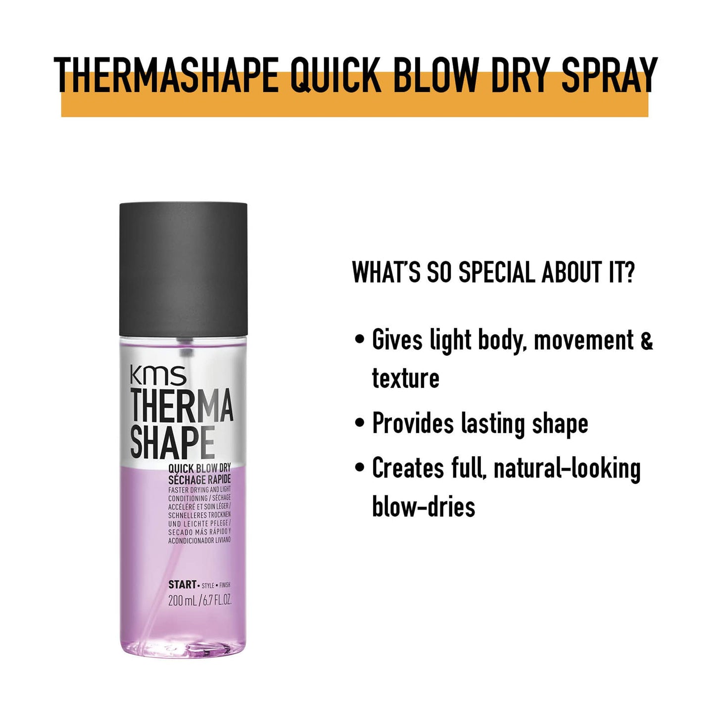 KMS THERMASHAPE Quick Blow Dry Spray for Full, Natural Blow Outs 6.7 oz