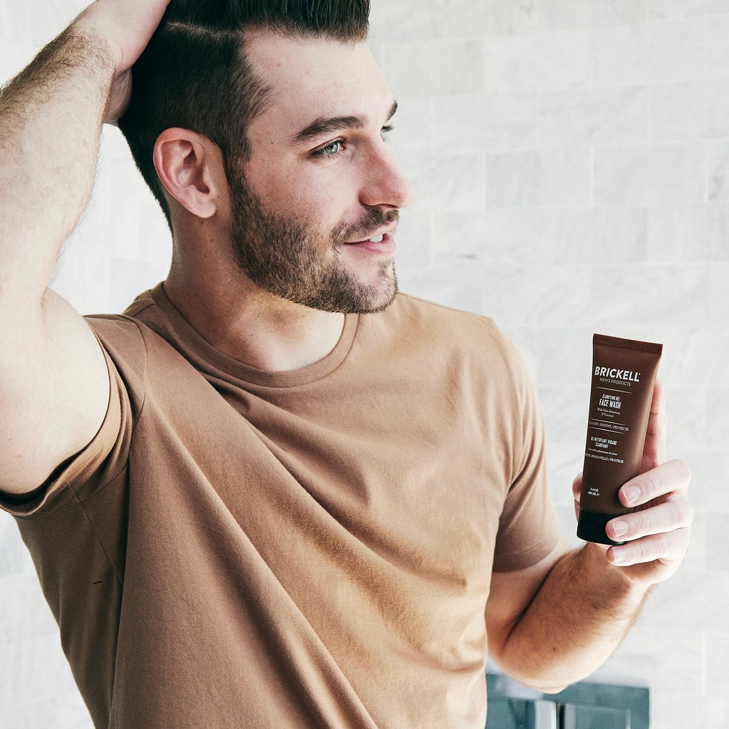 Brickell Men's Clarifying Gel Face Wash for Men, Natural and Organic Rich Foaming Daily Facial Cleanser Formulated With Geranium, Coconut and Aloe