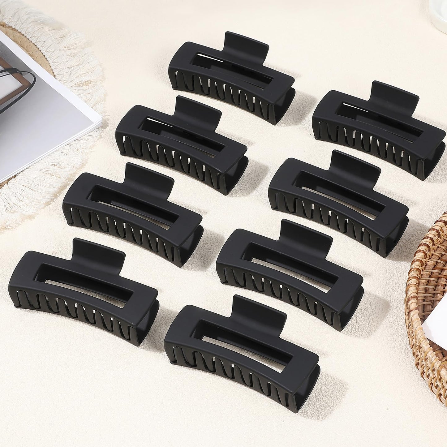 4.1 Inch Large Hair Claw Clips 8 Pcs Rectangle Big Hair Clips for Thick Hair Nonslip Claw Acrylic Banana Jaw Clips Hair Accessories for Women Beauty and Personal Care CHANDAT