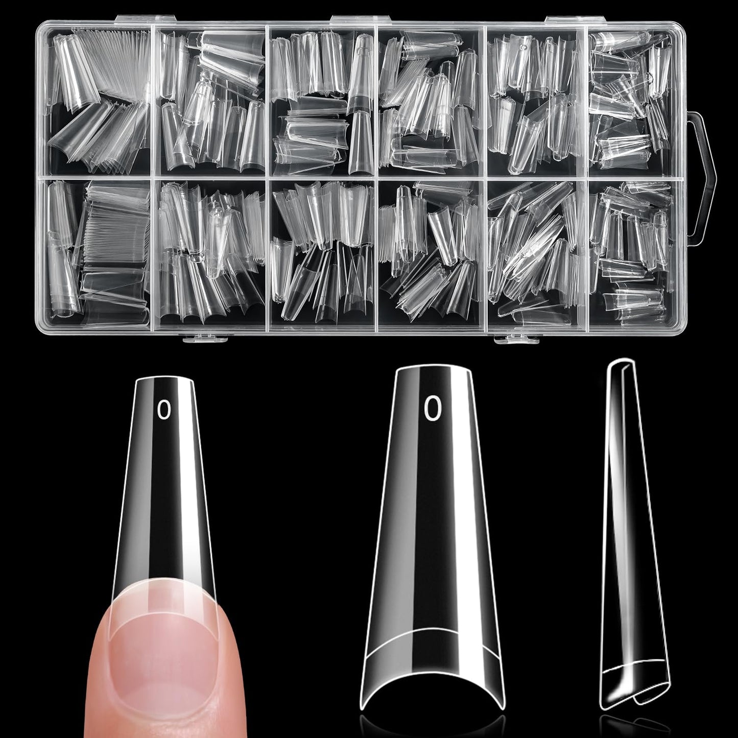 krofaue Half Cover Coffin Nail Tips - Acrylic Nail Tips Beauty and Personal Care krofaue