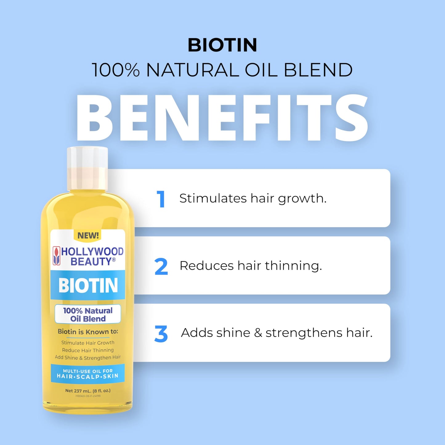 Hollywood Beauty Biotin Oil for Hair, Scalp, and Skin (8 fl oz)